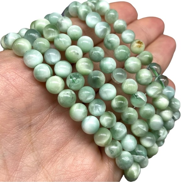 6mm Green Larimar Beaded Stretch Bracelet Boho Stone Gemstone - Picture 6 of 8